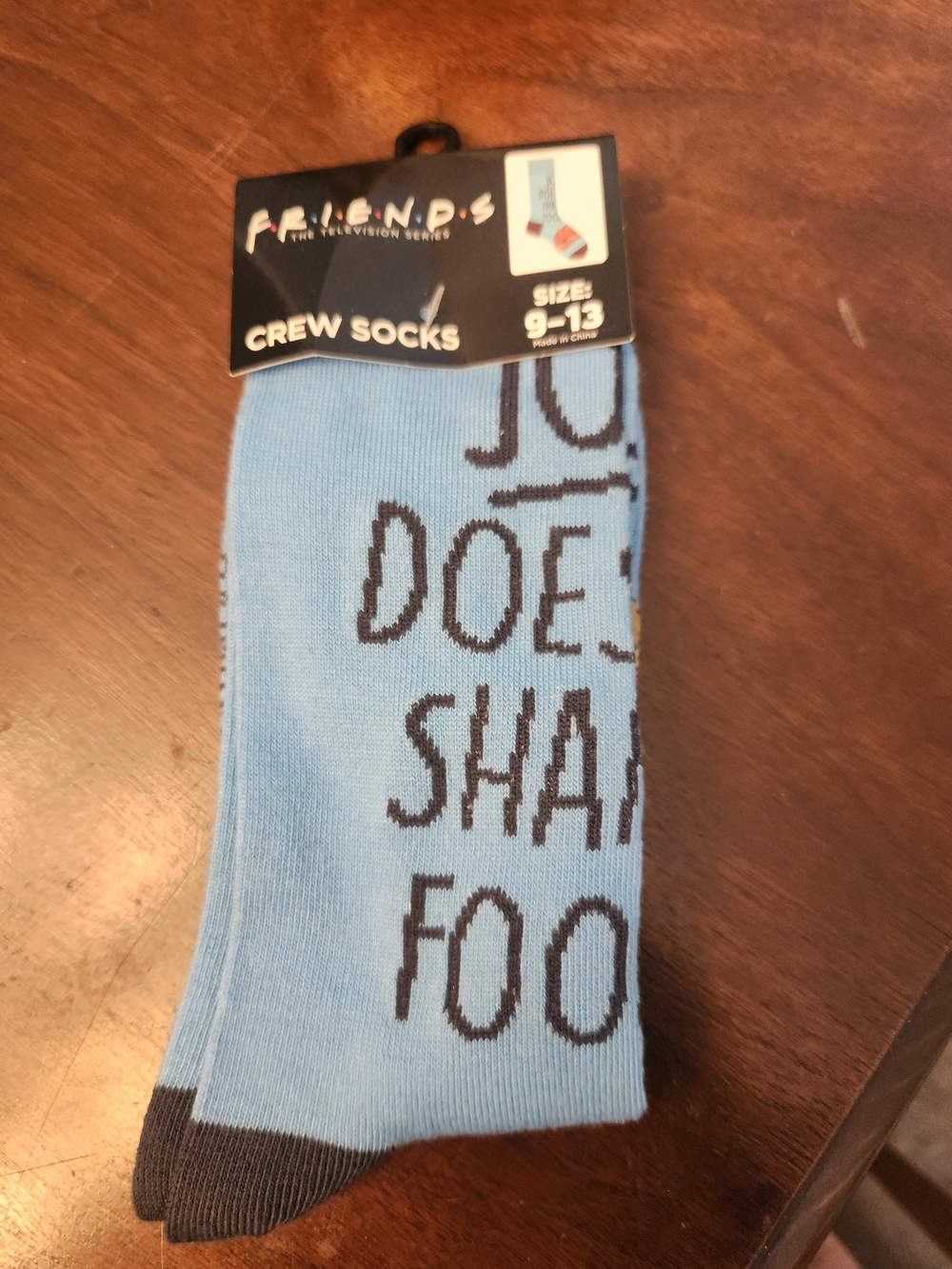 FRIENDS Light Blue Crew Socks with Black Toe